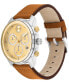 Men's Swiss Chronograph Bold Verso Brown Leather Strap Watch 44mm