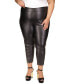 Фото #1 товара Plus Size Faux-Leather Skinny Ankle Pants