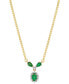 ფოტო #1 პროდუქტის Emerald (1 ct. t.w.) & Diamond (1/6 ct. t.w.) Fancy Halo 16" Pendant Necklace in 14k Gold