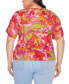 ფოტო #2 პროდუქტის Black Label Plus Size Abstract Floral Cutout Detail Top