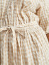 French Connection tiered midi smock dress in beige gingham