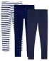 Kid 3-Pack Navy Full-Length Leggings Set 4