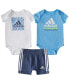Фото #1 товара Пижама Adidas Baby Boys Logo Bodysuits and , 3 Piece Set.