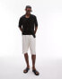 Фото #3 товара Topman oversized fit button through jersey crochet polo in black