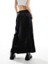 COLLUSION satin wrap slip skirt with tie waist in black