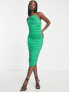 Фото #1 товара AX Paris ruched cami square neck midi dress in green