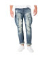 Фото #1 товара Men's Premium Jeans Slim Straight Intense Blast Distressed Cargo Pocket