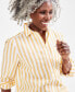 Фото #4 товара Women's Cotton Striped Shirtdress, Regular & Petite, Created for Macy's