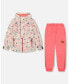 ფოტო #1 პროდუქტის Baby Girl Two Piece Hooded Coat And Pant Mid-Season Set Ivory Printed Flowers Coral - Infant