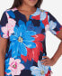 Women's All American Dramatic Flower Short Sleeve Top with Ruching