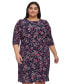 Фото #4 товара Plus Size Floral 3/4-Sleeve Jersey Dress