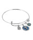 ფოტო #1 პროდუქტის Silver-Tone Blue Enamel Crystal Cross Beaded Slide Charm Bracelet