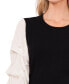 Фото #3 товара Women's Ruffled Imitation Pearl-Detail Lantern Sleeve Sweater