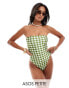 Фото #1 товара ASOS DESIGN Petite sleek bandeau swimsuit in green gingham