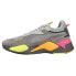 Puma RsX Highlighter Lace Up Mens Grey Sneakers Casual Shoes 38471001