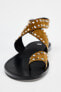 FLAT SPLIT SUEDE SLIDER SANDALS WITH STUDS