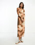 Фото #1 товара Stradivarius mesh maxi dress in brown ombre print