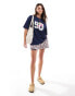 ASOS DESIGN oversized t-shirt with number and cherry graphic in navy Синий, M - EU 40-42 - фото #2