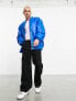 ASOS DESIGN extreme oversized leather look bomber jacket in cobalt blue