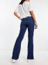 Pimkie high waisted belted flared jeans in dark blue