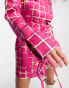 Annorlunda neon check cut-about tailored blazer dress in bright pink