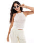 Mango knitted halter crochet top in white