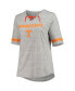 Фото #3 товара Women's Heathered Gray Tennessee Volunteers Plus Size Lace-Up V-Neck T-shirt