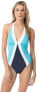 Vince Camuto Womens 172098 Deep Sea Halter One Piece Swimsuit Size 14