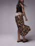 Topshop tuck split midi skirt in leopard print