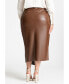 Plus Size Wrap Front Faux Leather Midi Skirt