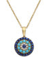 ფოტო #1 პროდუქტის EFFY® Sapphire (1/2 ct. t.w.), Turquoise & Diamond (1/20 ct. t.w.) 16" Pendant Necklace in 14k Gold