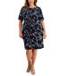 Фото #1 товара Plus Size Floral-Print Faux-Wrap Dress