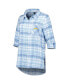 Фото #4 товара Women's Powder Blue, Navy Los Angeles Chargers Mainstay Flannel Full-Button Long Sleeve Nightshirt