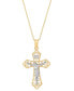 ფოტო #1 პროდუქტის Crucifix 18" Pendant Necklace in 14k Gold & 14k White Gold