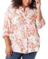 Фото #1 товара Plus Size Floral-Print Roll-Tab Amanda Shirt