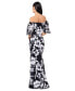 Фото #2 товара Petite Floral-Print Off-The-Shoulder Gown
