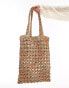 Topshop Jay multi beaded crochet shopper bag in multi