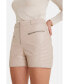 ფოტო #9 პროდუქტის Women's Leather Shorts, Beige