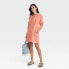 Women's Long Sleeve Mini Fleece Tunic Dress - Universal Thread Coral Orange XL
