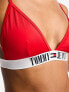 Tommy Jeans archive triangle bikini top in red