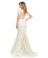 Фото #3 товара Women's Embellished Feather Cap Sleeve Illusion Neck Trumpet Gown