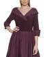 ფოტო #4 პროდუქტის Petite Mixed Materials 3/4-Sleeve Fit & Flare Dress