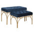 Bench DKD Home Decor Blue Golden Metal 80 x 40 x 48 cm (2 Units)