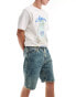 Jack & Jones baggy fit denim shorts in blue acid wash Fichtengrün, L - Waist 91 cm - фото #1