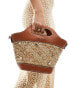 Фото #3 товара River Island embellished raffia basket bag in light brown