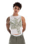 COLLUSION Slash neck muscle vest with cross graphic in mesh