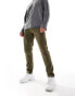 ASOS DESIGN slim washed chino in dark khaki