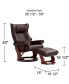 Фото #9 товара Morgan Java Swivel Faux Leather Recliner Chair with Ottoman Modern Armchair Ergonomic Push Manual Reclining Footrest Upholstered Bedroom Living Room Reading Home Relax Office Napping - Bench master