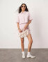 ASOS DESIGN short sleeve crop blazer with linen in pink co-ord