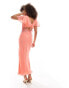 Фото #4 товара ASOS DESIGN flutter sleeve midi dress with lace insert in coral